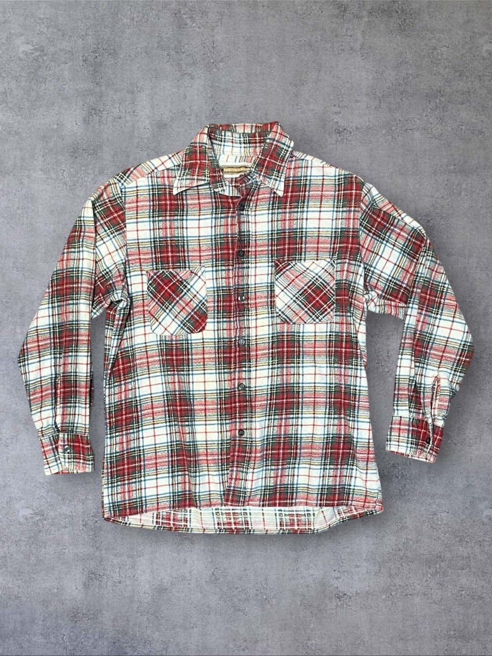 Vintage 80s Bamberger's 100% Cotton Sz S Red & White Flannel